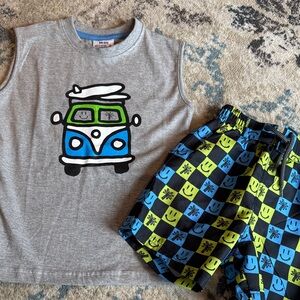 Mish Kids Gray Tank and Checkered Shorts Set